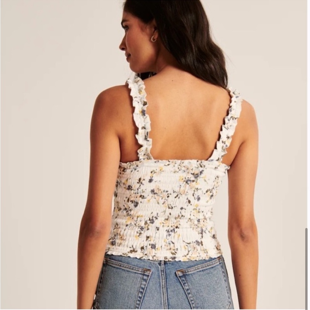 Abercrombie All-Over Smocked Wide Strap Cami, Dusty Pink Dot, XS - Picture 6 of 8